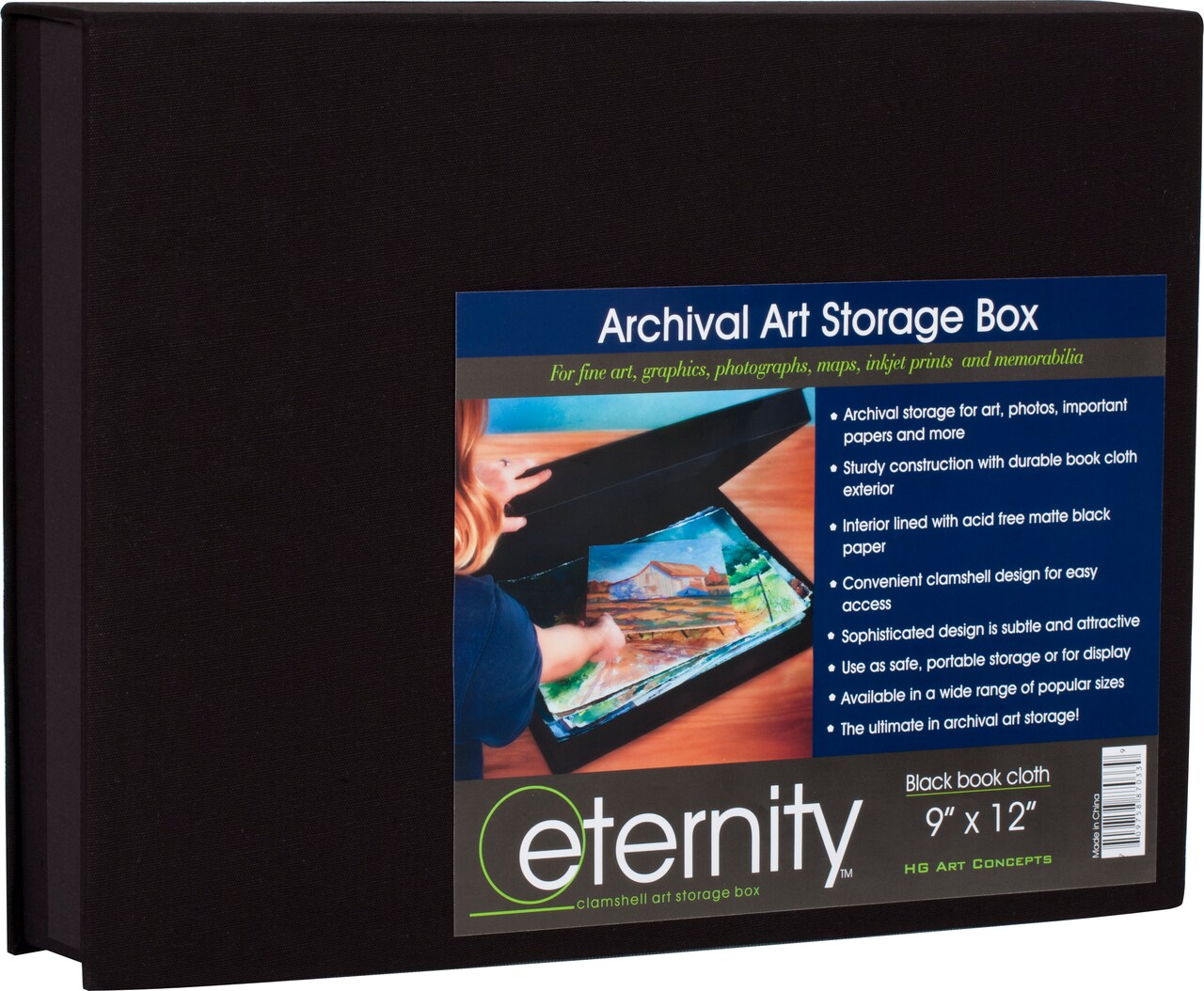 HG Concepts Art Photo Storage Box Eternity Archival Clamshell Box For Storing Artwork, Photos & Documents Deluxe Acid-Free Sturdy & Lined With Archival Paper
